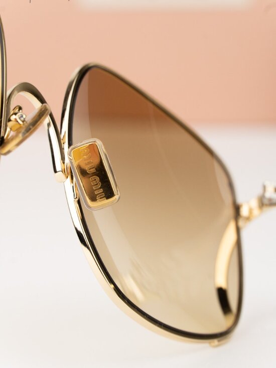 Miu Miu Women Sunglasses Gold Yellow Gradient Square MUA57S 5AK20S NEW AUTHENTIC main image 7